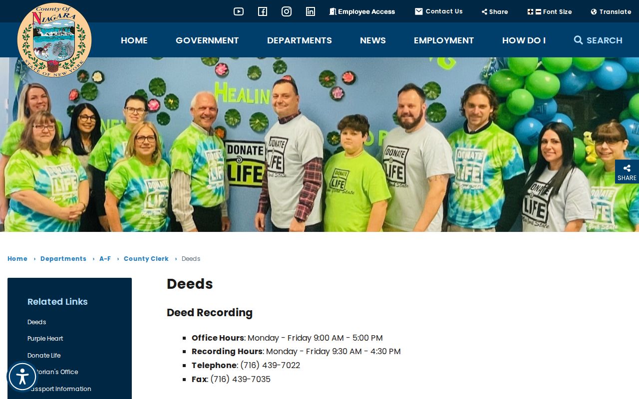 North Tonawanda previous residents Niagara County deed recording guidance
